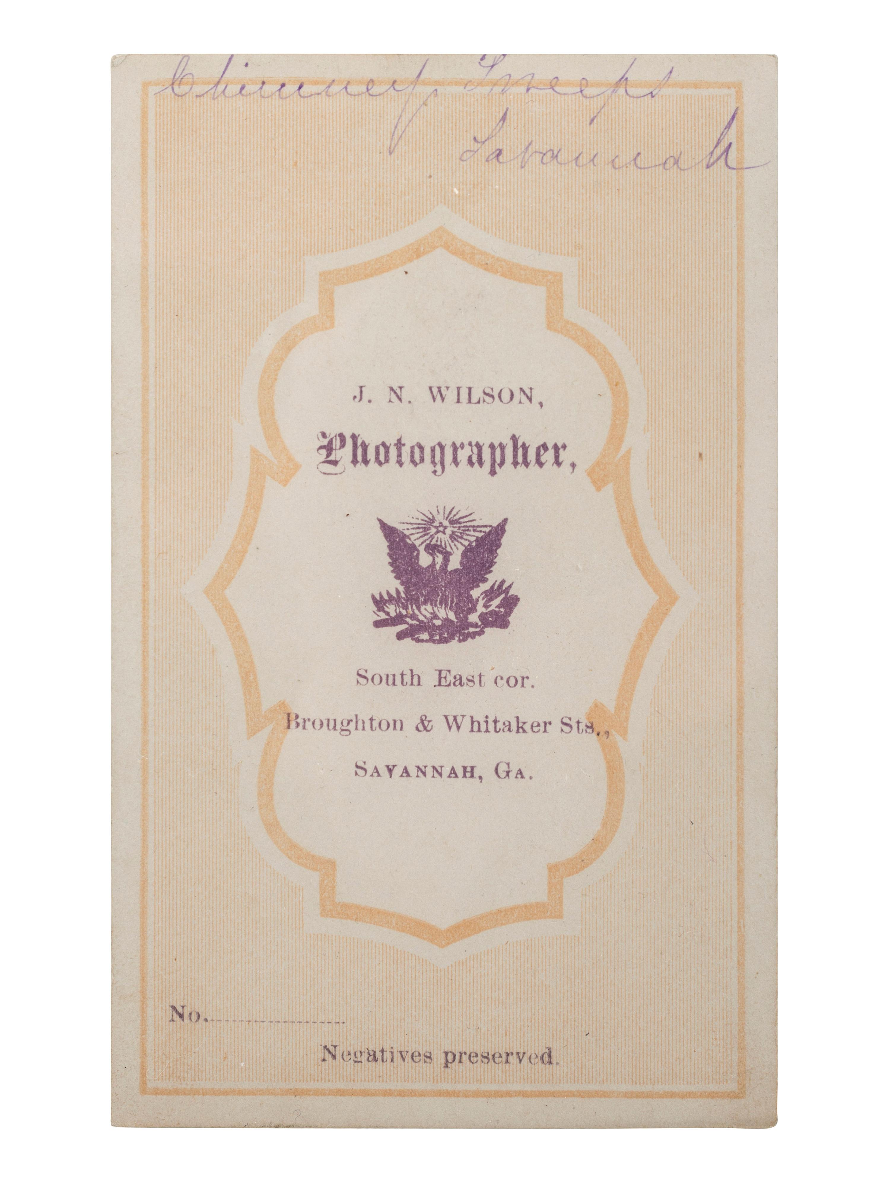 [PHOTOGRAPHY - OCCUPATIONAL]. CDV of 3 young chimney sweeps. Savannah, GA: J.N. Wilson, ca 1866-1876.