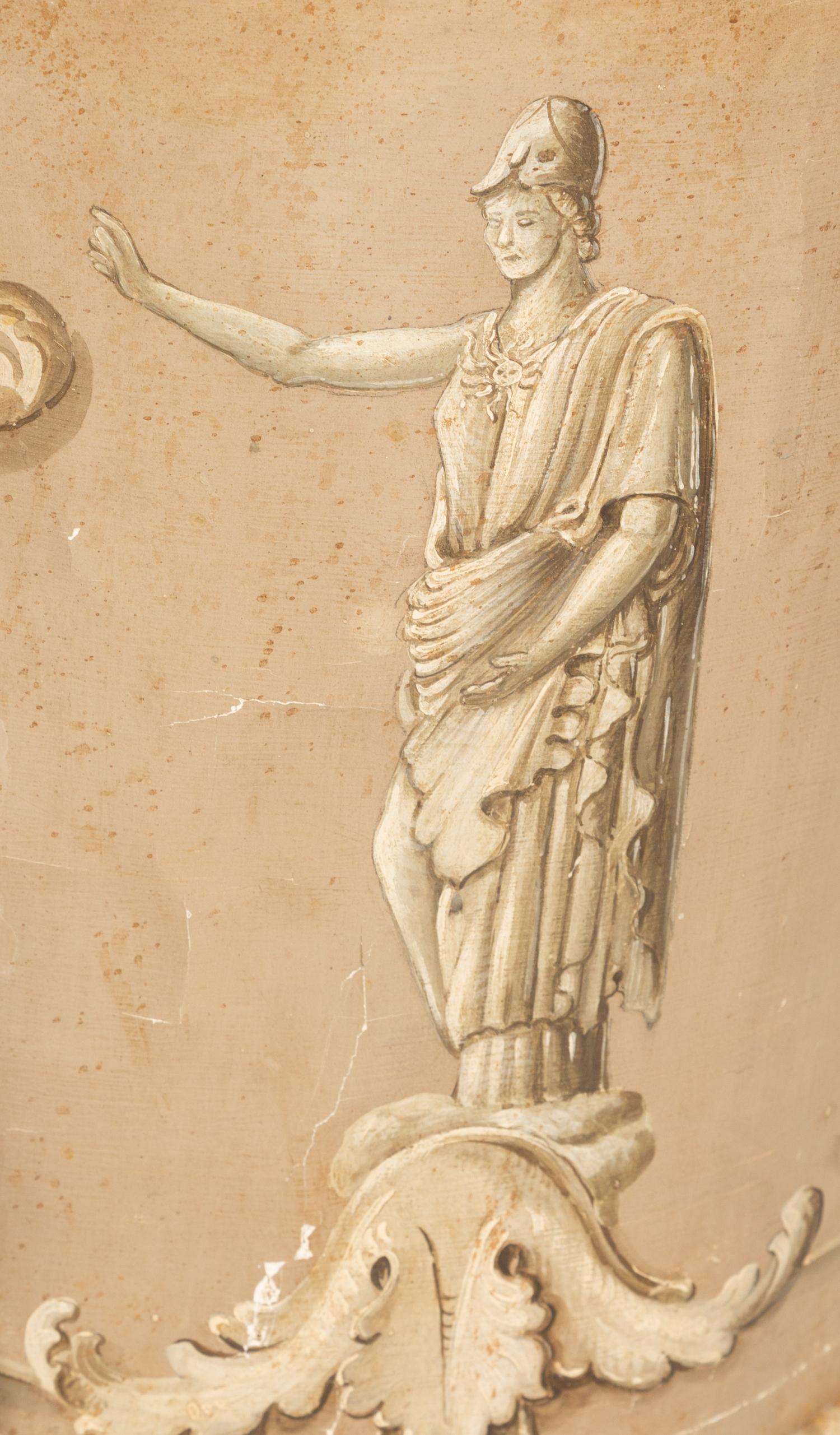A Pair of Italian Neoclassical Painted Pedestal Cabinets with Faux Marble Painted Tops