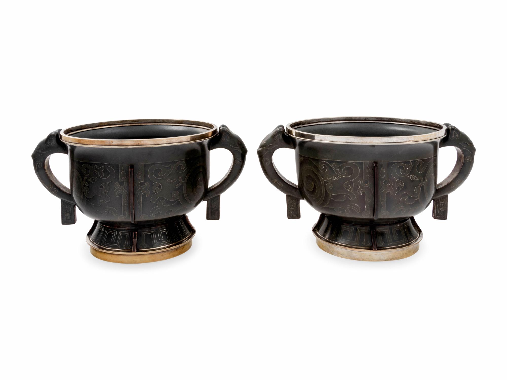 A Pair of Japanese Cloisonné Enamel Vessels