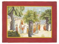 A Painting of The Gopis Search for Krisha in a Moonlit Forest, Pahari (Himalayan foothill) Idiom, Probably Himachal Pradesh, India, 20th Century