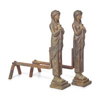 A Pair of Regency Cast-Iron Caryatid-Form Andirons