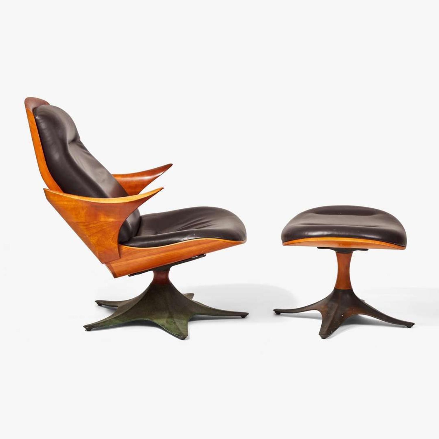 Thomas Moser Cabinetmakers (American, active 1972-Present) "Kinesis" Swivel Lounge Chair and Ottoman, USA, 2010