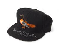 A Brooks Robinson Autographed Baseball Hat Height of display case 6 1/2 x width 10 1/2 x depth 9 1/2 inches.