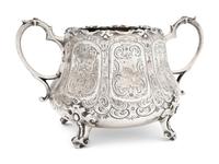 A Scottish Victorian Silver Teapot and Sugar Bowl