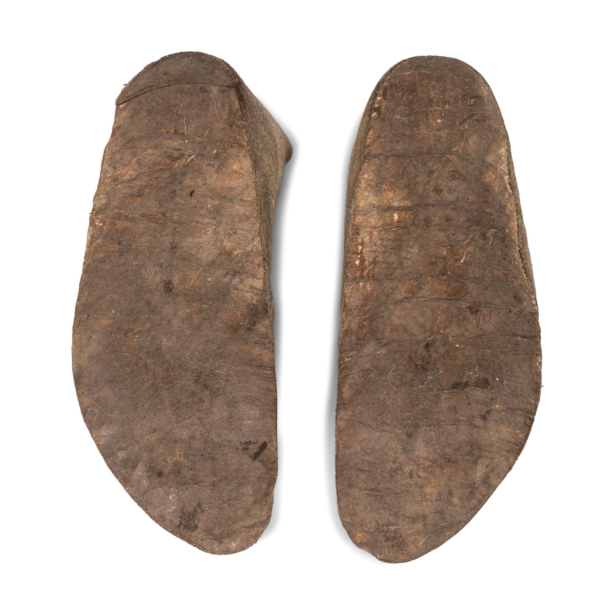 Northern Plains Beaded Buffalo Hide Moccasins