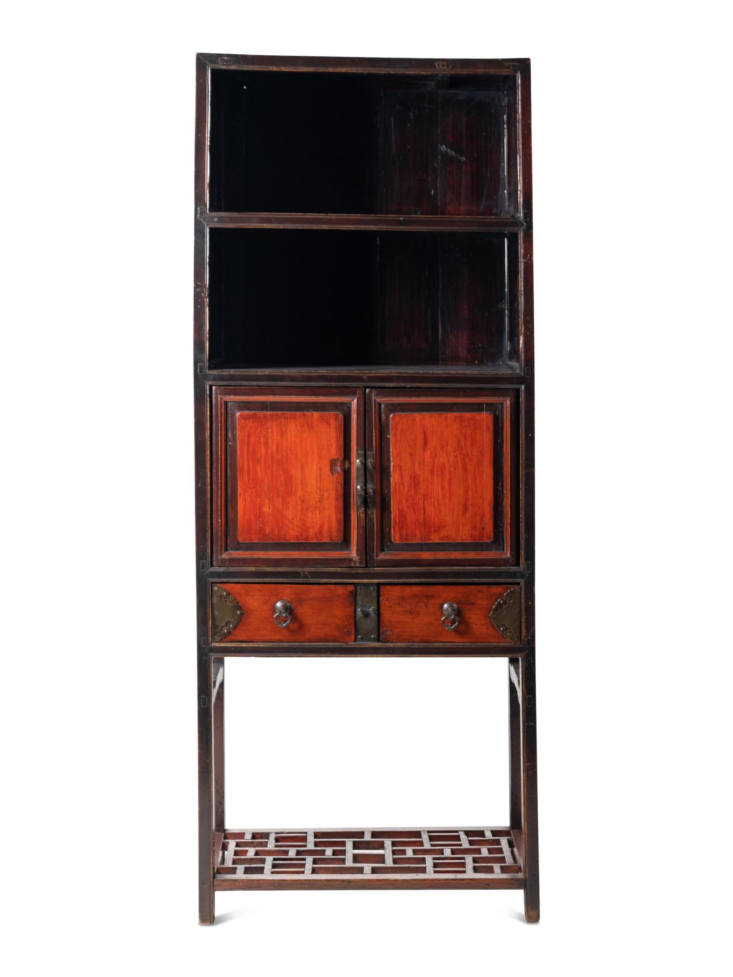 A Chinese Red and Black Lacquered Displaying Cabinet