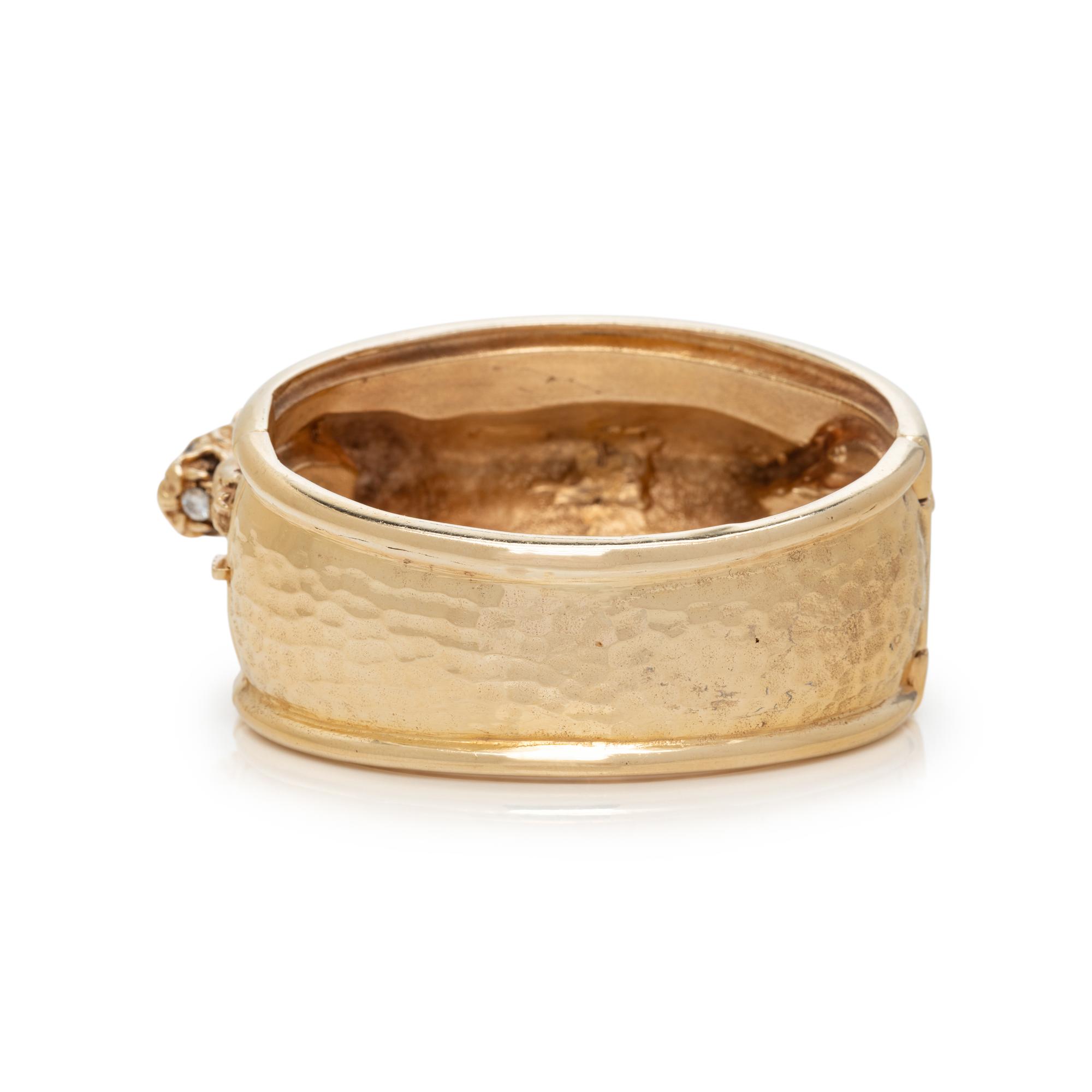 YELLOW GOLD AND DIAMOND TIGER BANGLE BRACELET