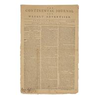 [American Revolution] The Continental Journal and Weekly Advertiser , with a Front Page Printing of "An Act for providing a Reinforcement to the American Army"