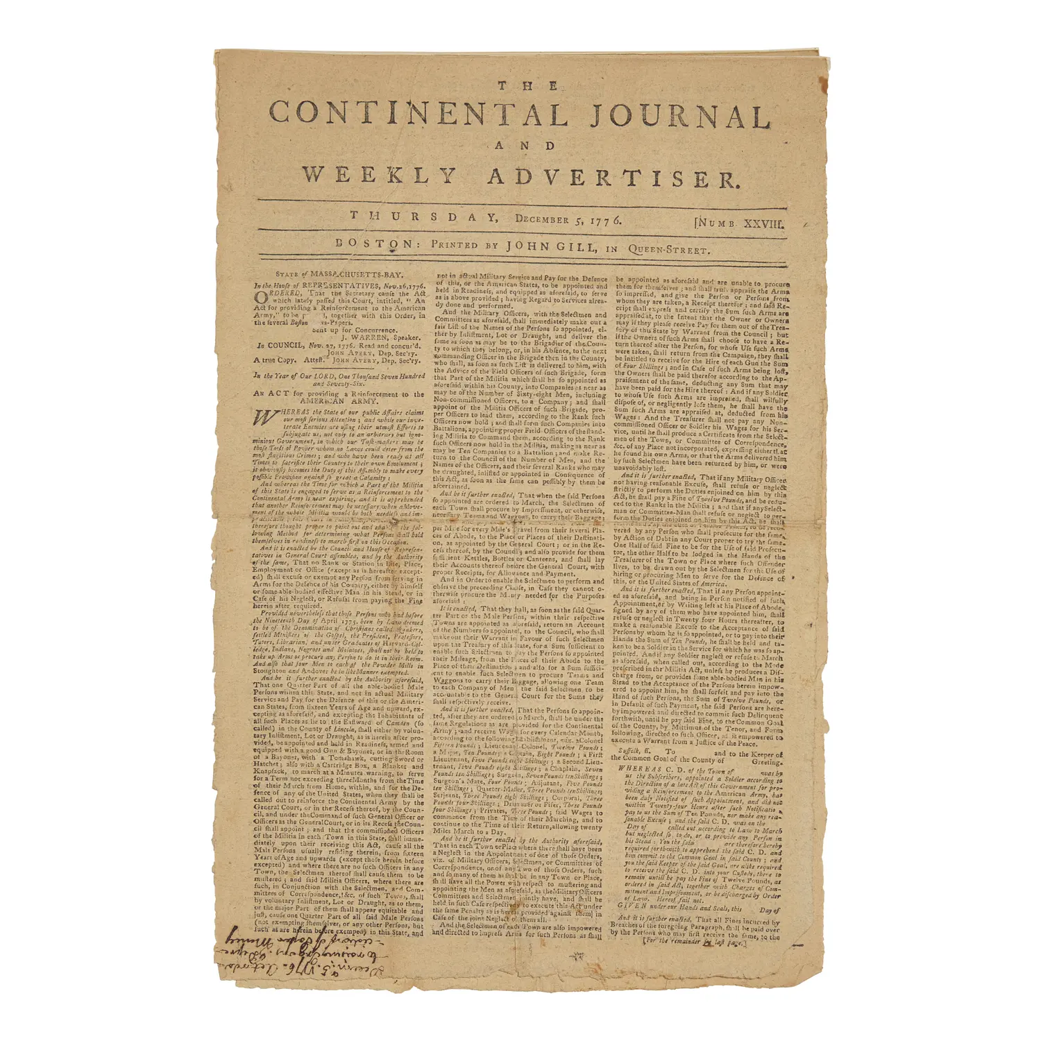 [American Revolution] The Continental Journal and Weekly... | Freeman's