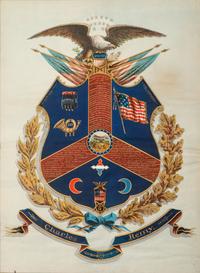 [CIVIL WAR]. Painted escutcheon identified to Private Charles Remy, 107th Ohio Volunteer Infantry.