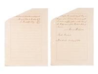 BUCHANAN, James (1791-1868). Manuscript document signed (“James Buchanan”) as President, countersigned by Secretary of State Lewis Cass. A contemporary bilingual copy of the ratification of interpretations to Article 12 of the original Treaty of the 26th of July 1851 between the United States and the Republic of Peru. 7 May 1858.