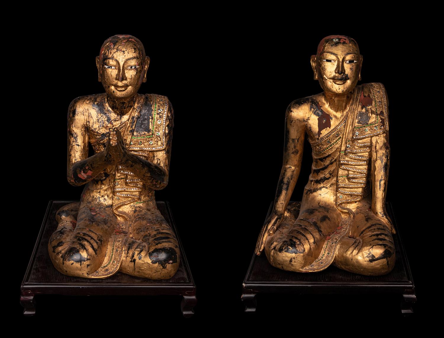 A Pair of Buddhist Monks in Adoration