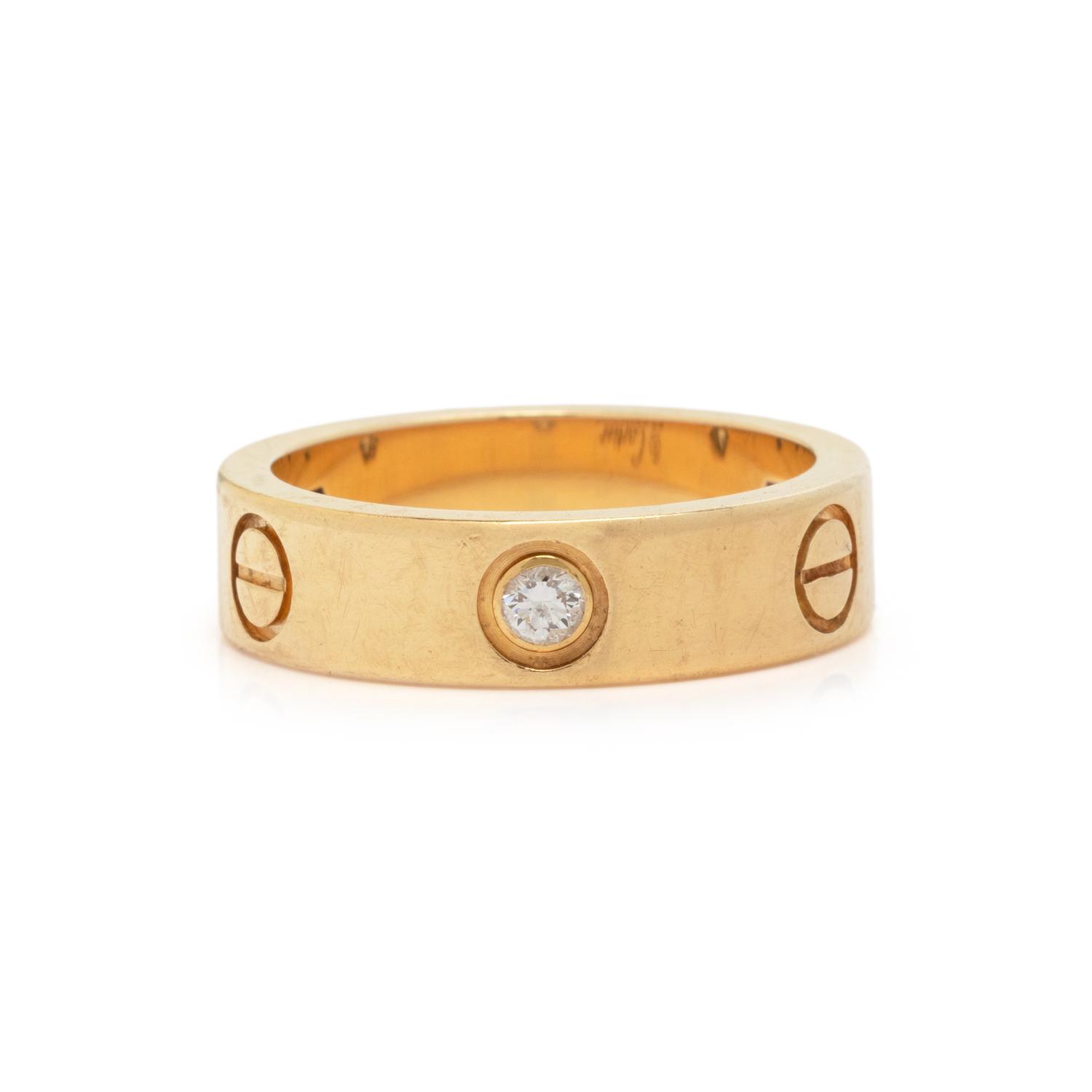 CARTIER, YELLOW GOLD AND DIAMOND 'LOVE' RING