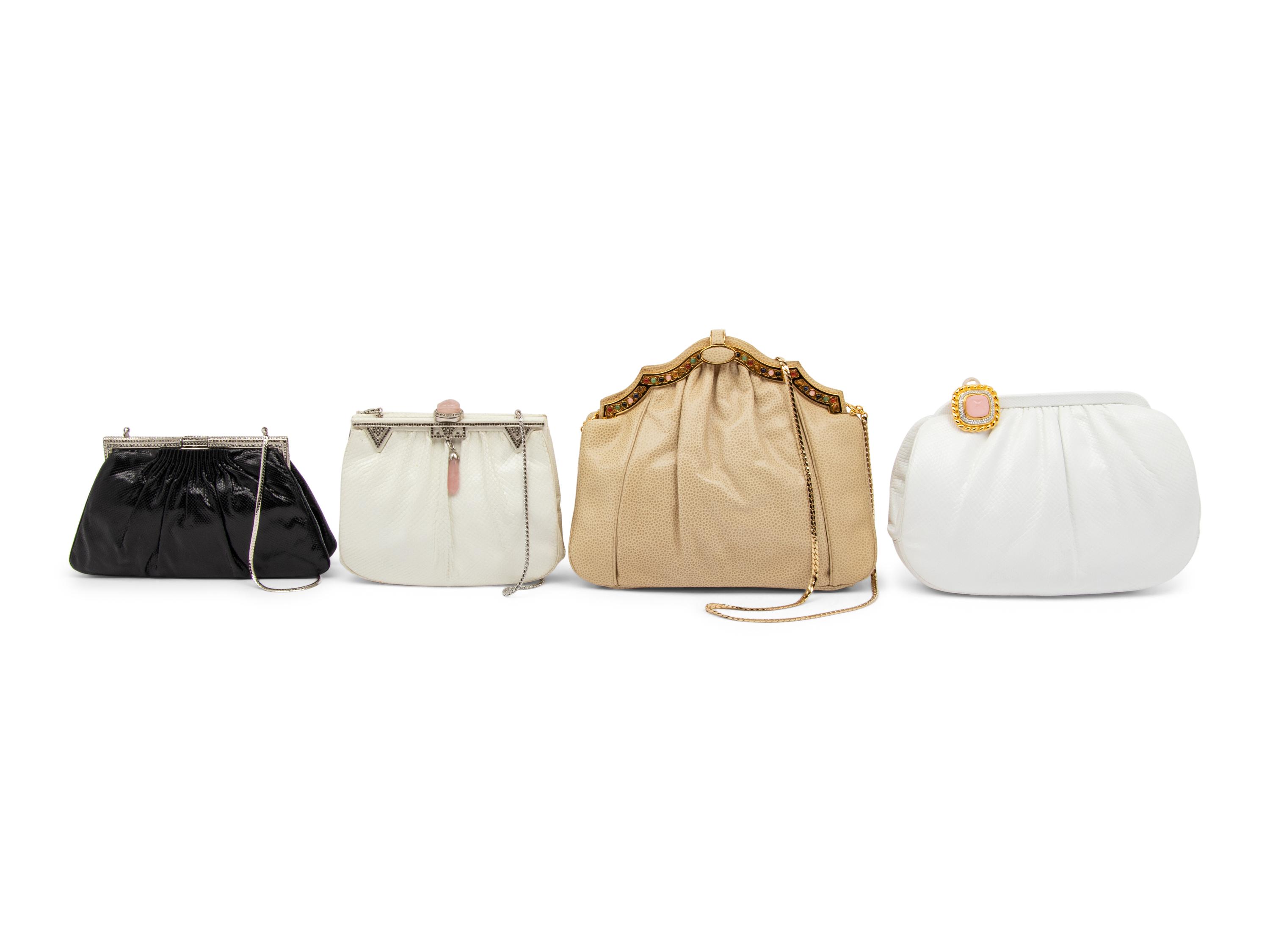 Four Exotic Skin Judith Leiber Bags, 1980-90s