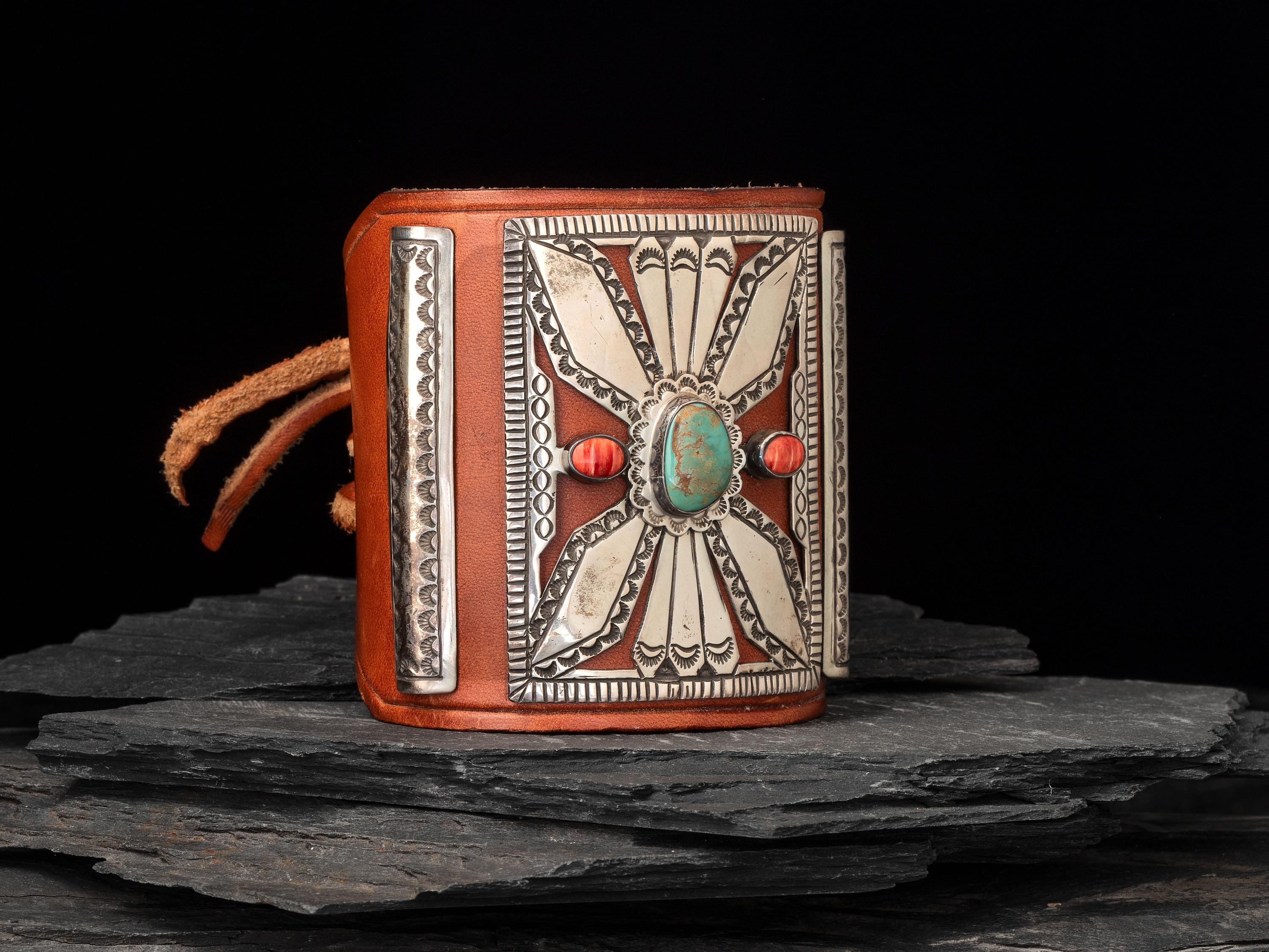 Navajo Silver, Turquoise, and Spiny Oyster Ketoh