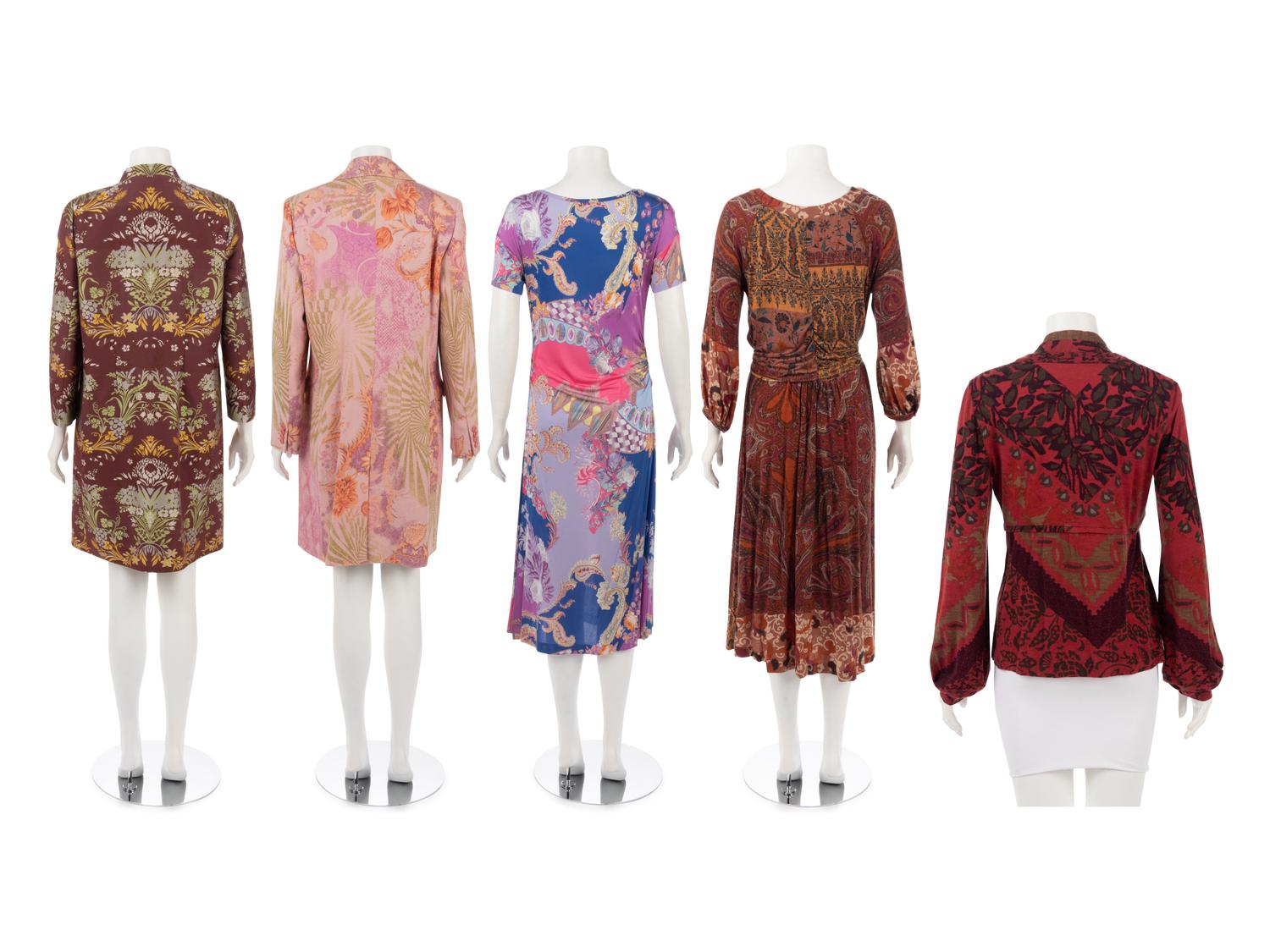 Five Etro Pieces: Two Jackets, Two Knit Dresses, One Knit Top