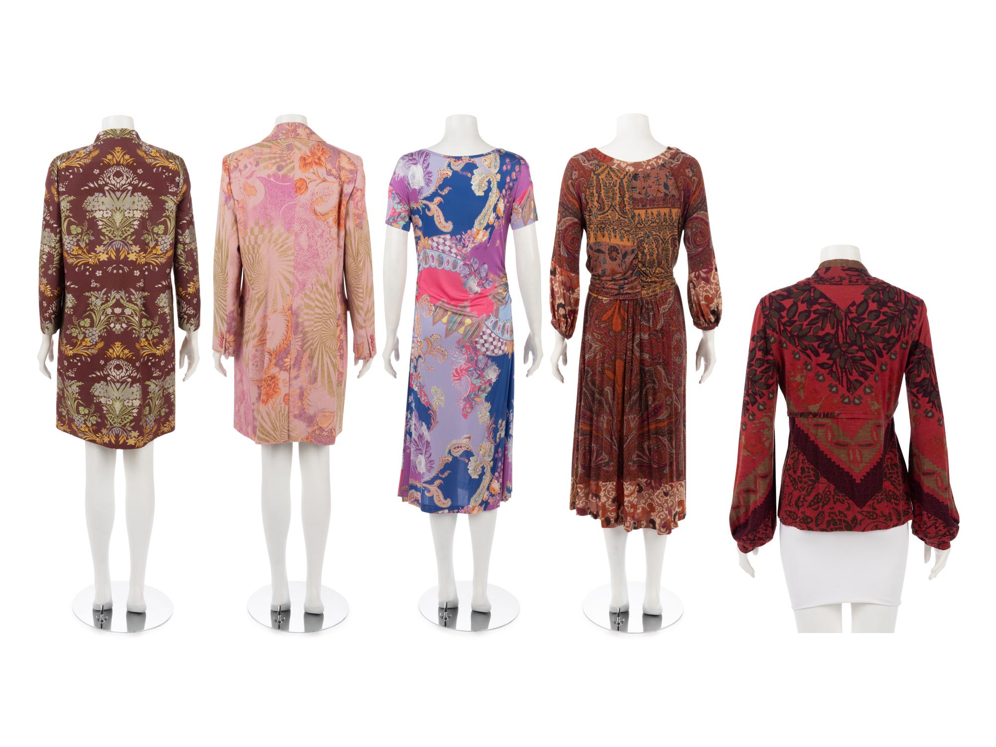Five Etro Pieces: Two Jackets, Two Knit Dresses, One Knit Top