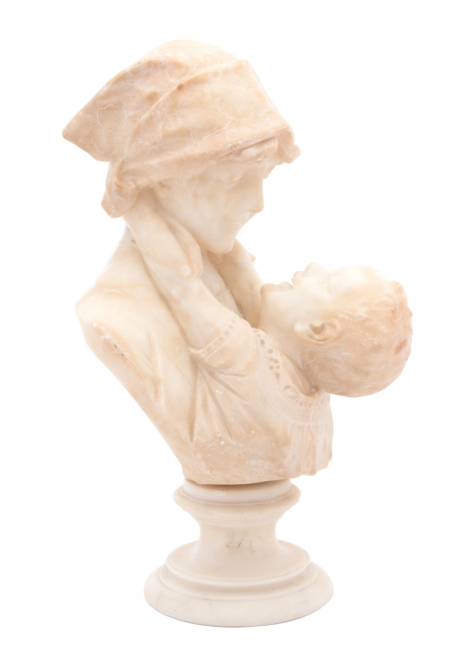 An Italian Alabaster Sculpture of Mother and Child — 19TH CENTURY