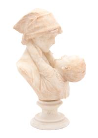 An Italian Alabaster Sculpture of Mother and Child — 19TH CENTURY