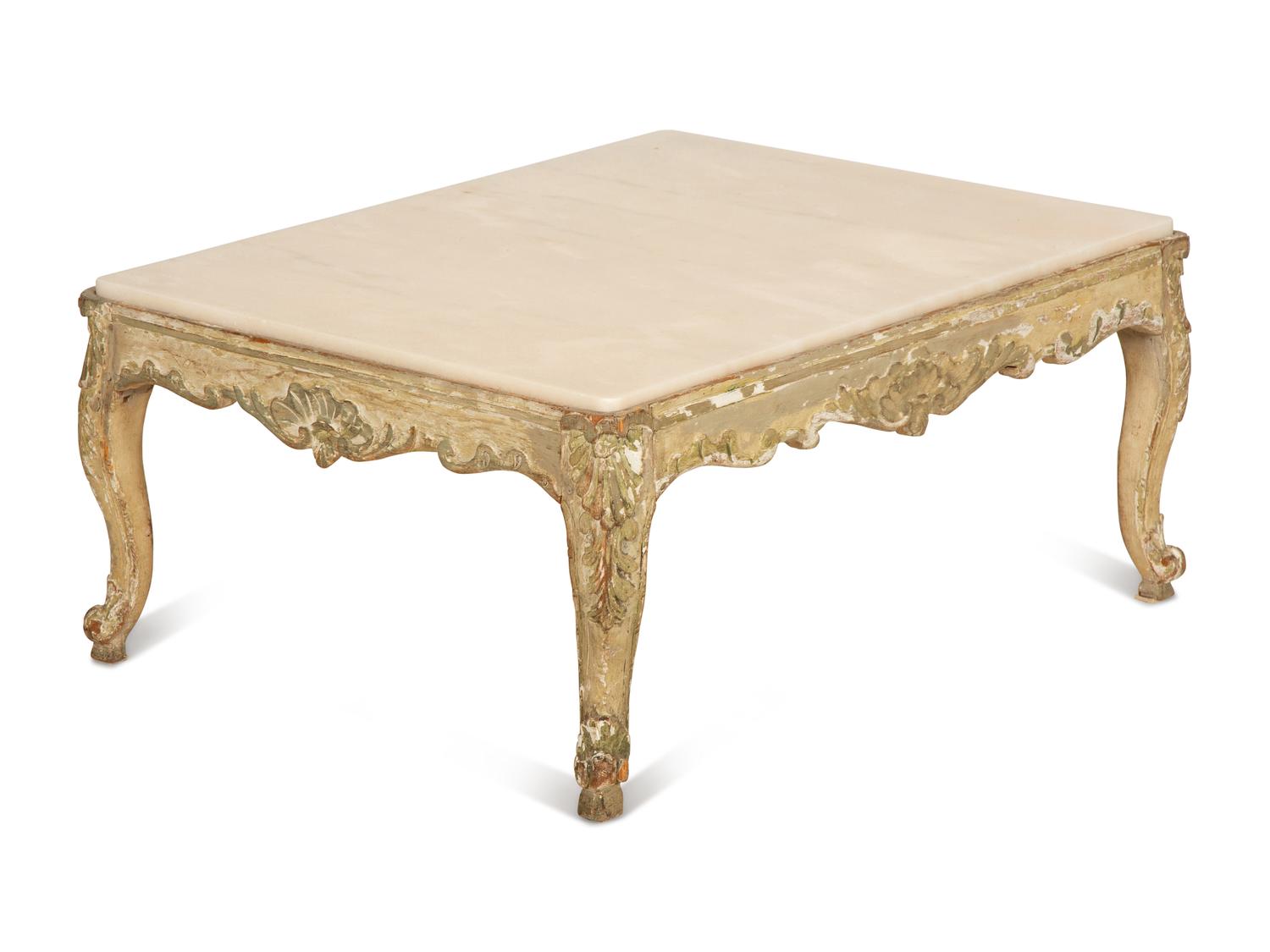A Louis XV Style Painted Marble Top Low Table — 19th Century