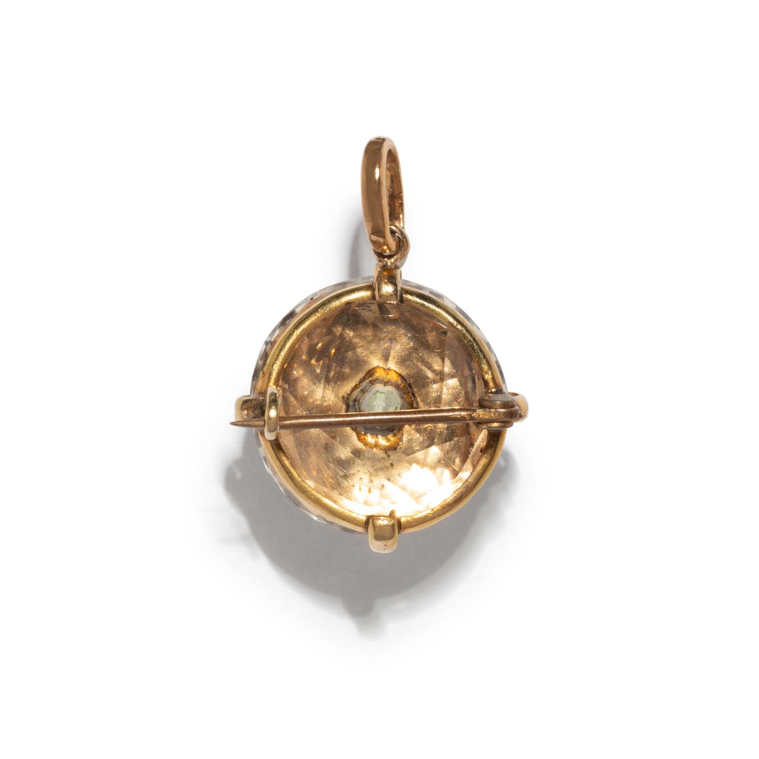 VICTORIAN, ROCK CRYSTAL SCARAB BEETLE PENDANT/BROOCH