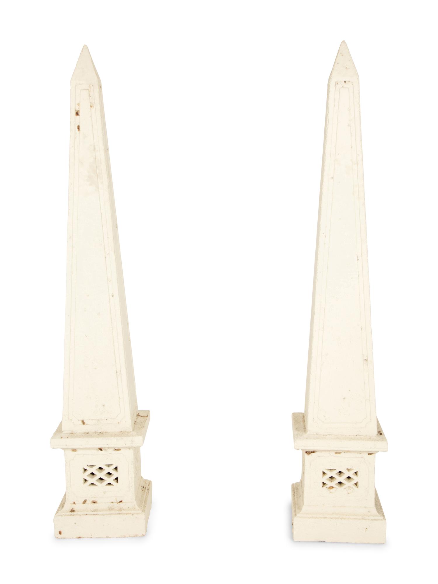 A Pair of Cast Stone Obelisks