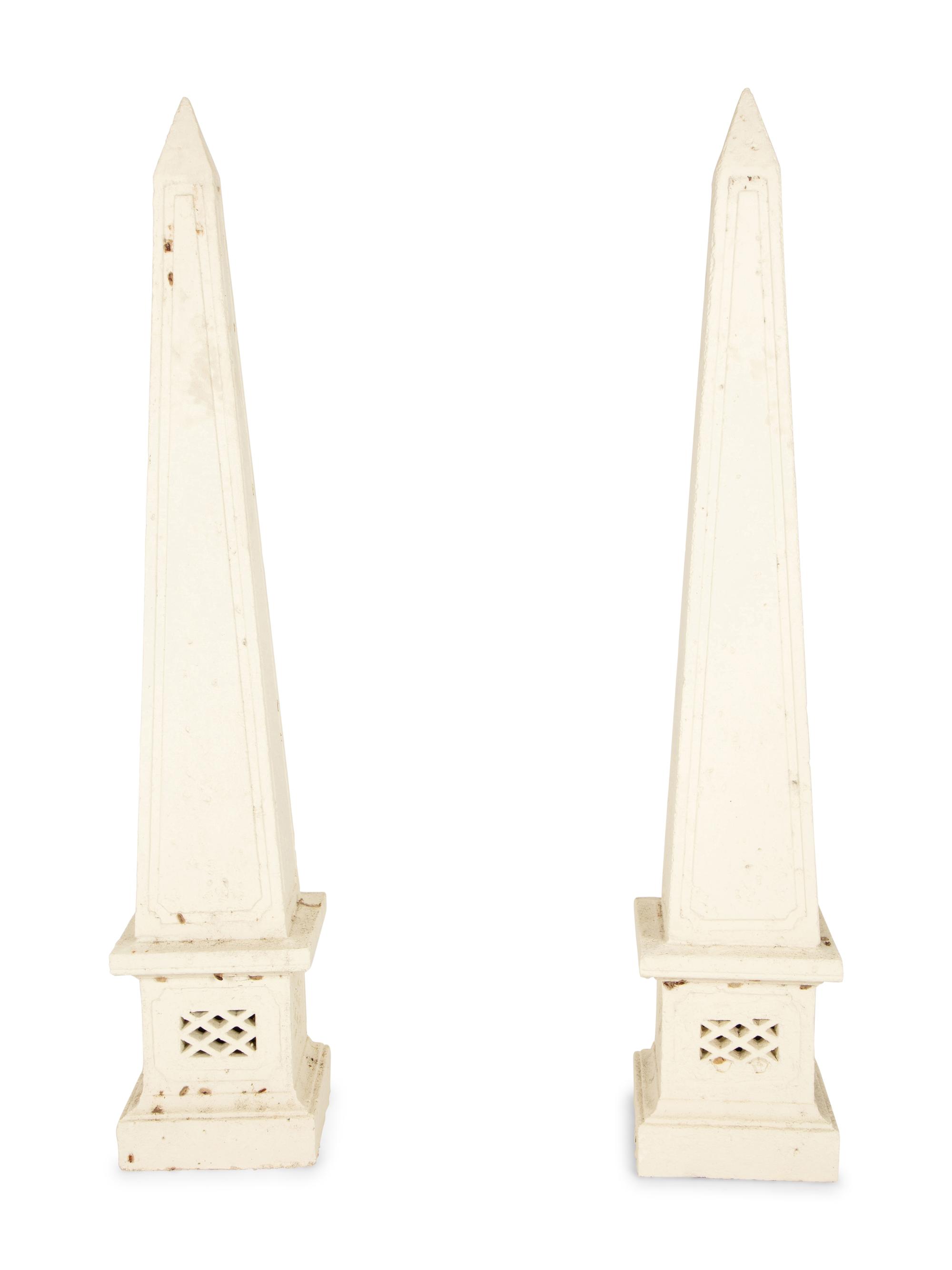 A Pair of Cast Stone Obelisks