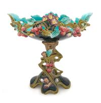 A Bohemian Art Nouveau Majolica Centerpiece Basket Height 13 1/4 inches. — WILHELM SCHILLER & SON, 19TH/20TH CENTURY