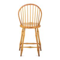 A Yellow Painted Bow Back Compass-Seat Windsor Tall Chair