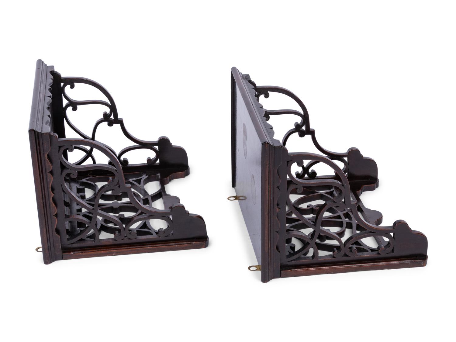 A Pair of English Mahogany Wall Brackets