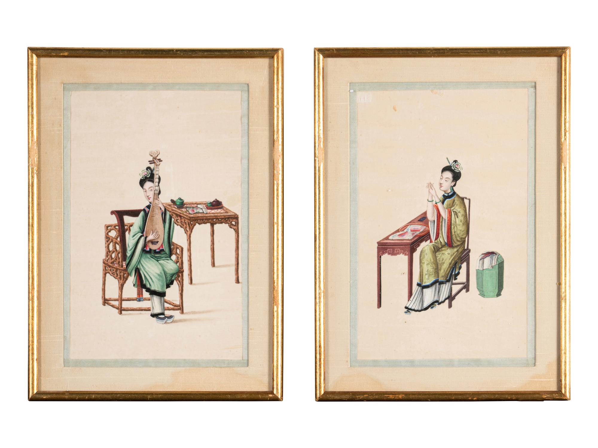 A Set of Five Chinese Export Pith Paintings