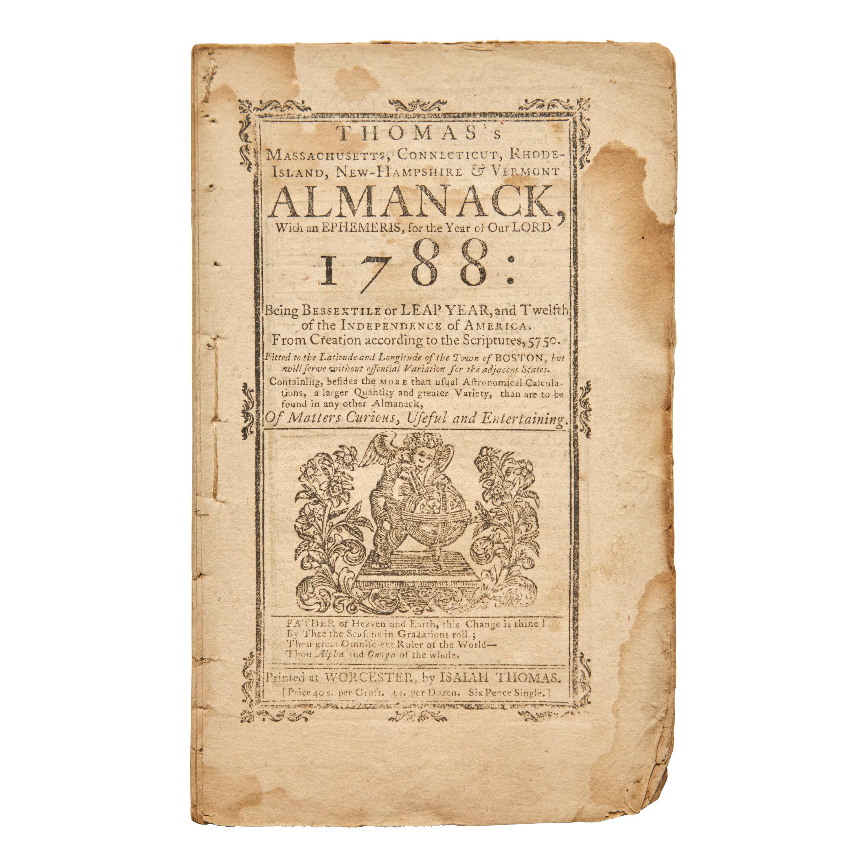 [Constitution] Full-Printing of the United States Constitution in Isaiah Thomas' Almanack, 1787