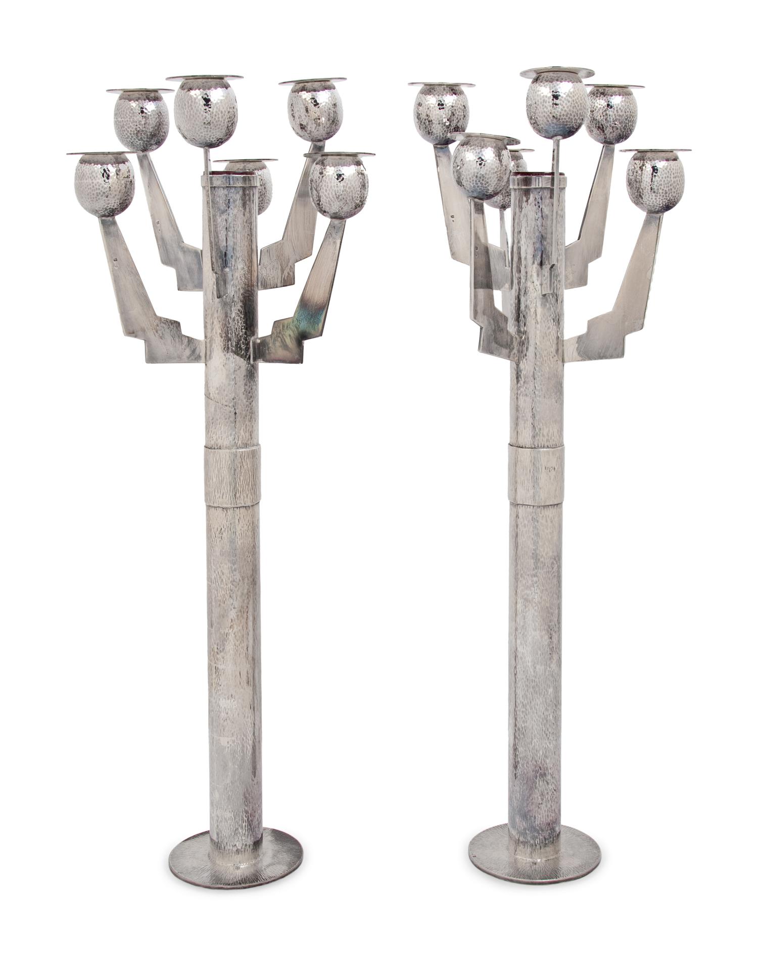 A Pair of Six-Light Candelabra, c. 1999, Executed by Jacques Richard, Paris