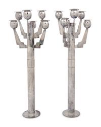 A Pair of Six-Light Candelabra, c. 1999, Executed by Jacques Richard, Paris