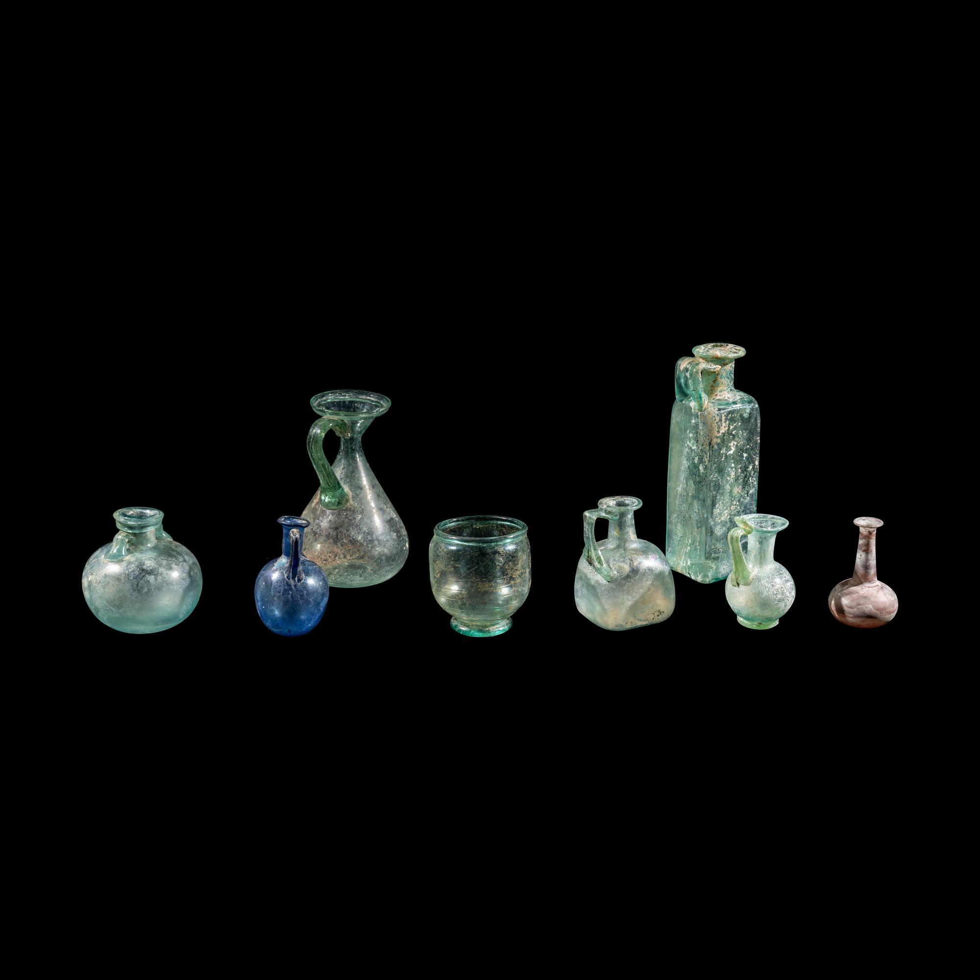 Eight Roman Glass Vessels