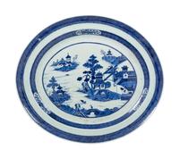 A Chinese Export Canton Blue and White Porcelain Platter