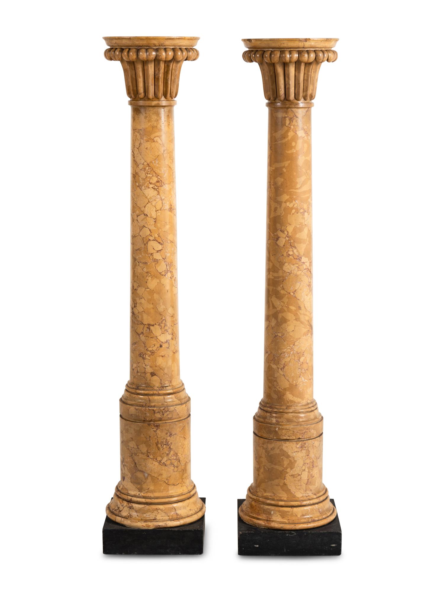 A Pair of Yellow Scagliola Pedestals