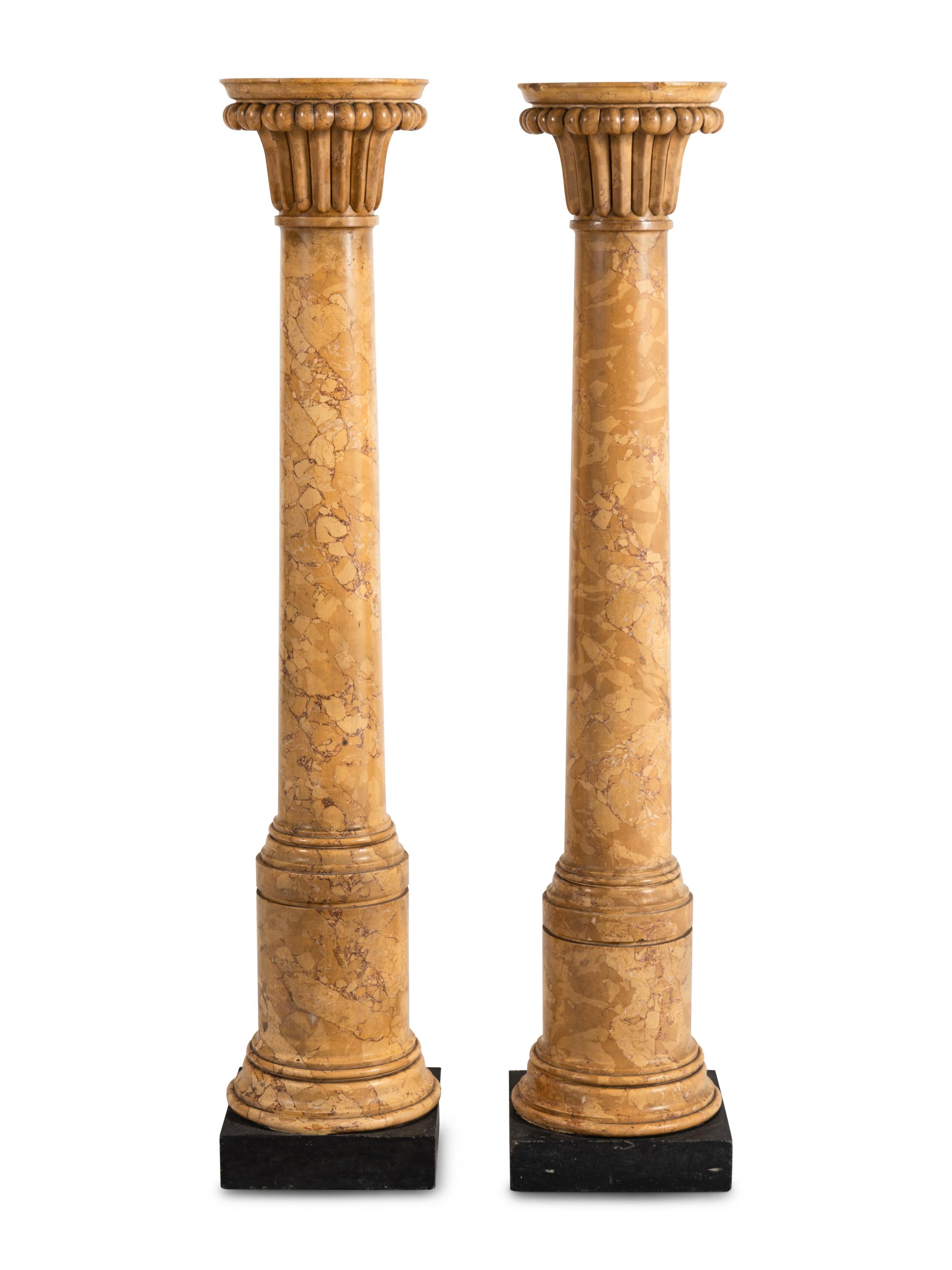 A Pair of Yellow Scagliola Pedestals