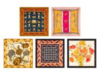 Gucci & Ferragamo, Five Silk Scarves