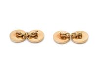 BULGARI, YELLOW GOLD AND ENAMEL CUFFLINKS