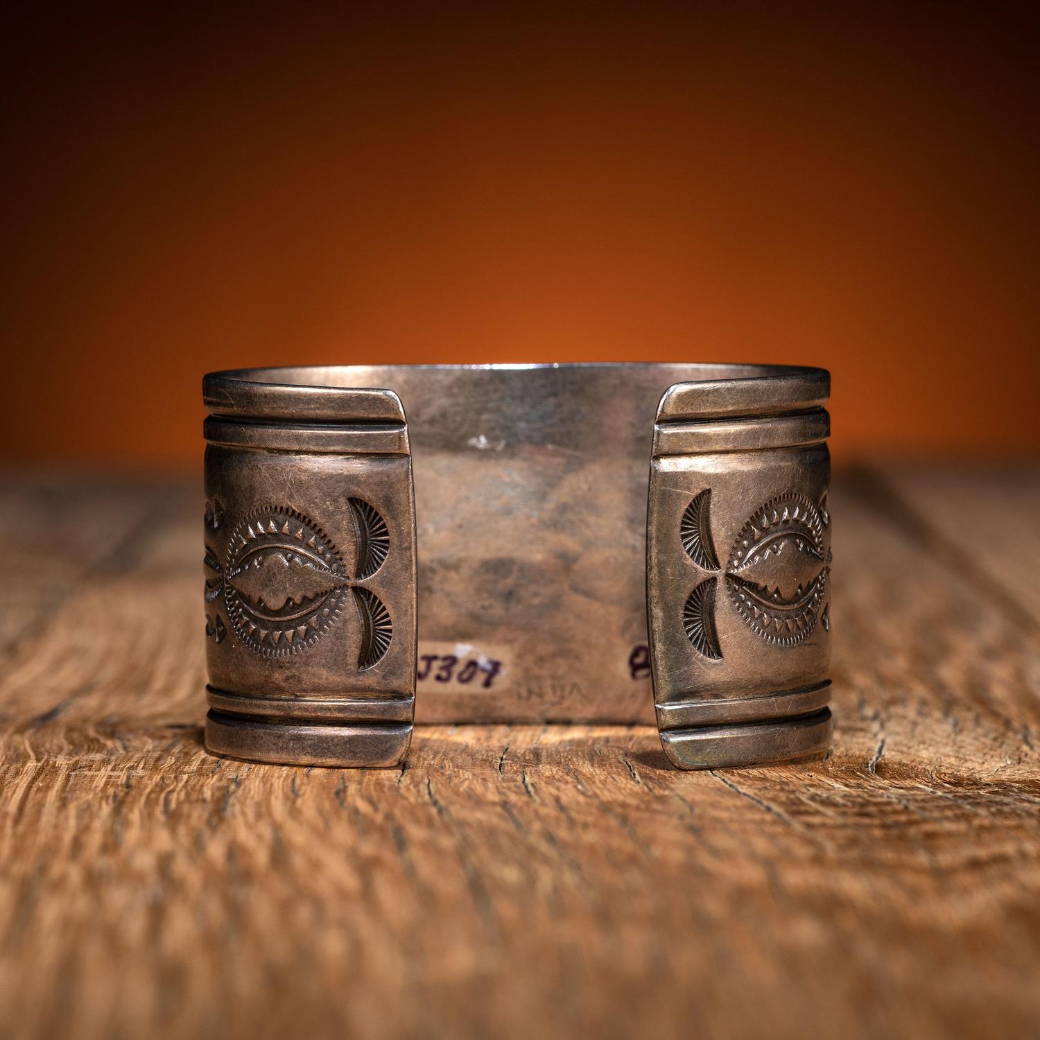 Navajo Heavily Stamped Silver Cuff Bracelet