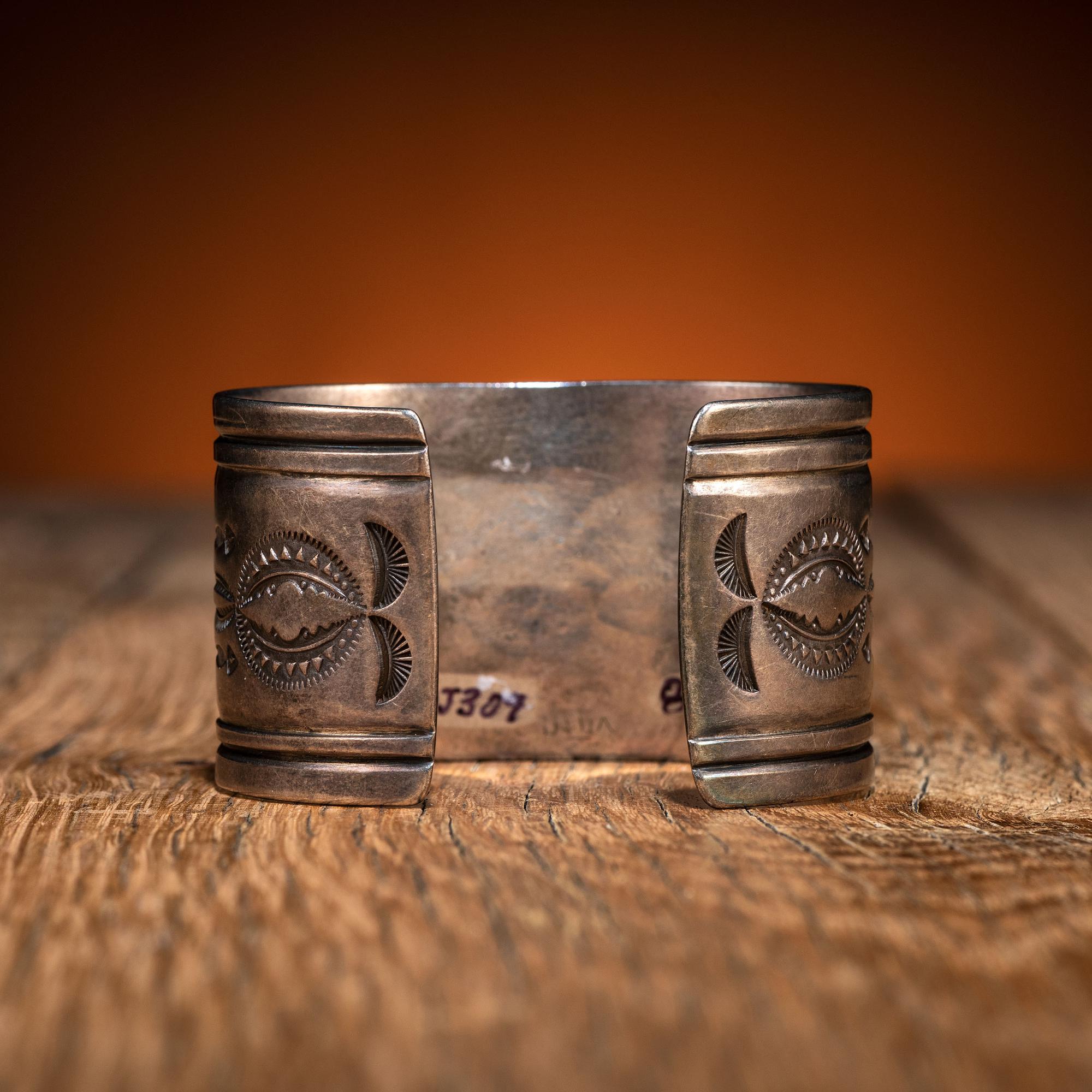 Navajo Heavily Stamped Silver Cuff Bracelet
