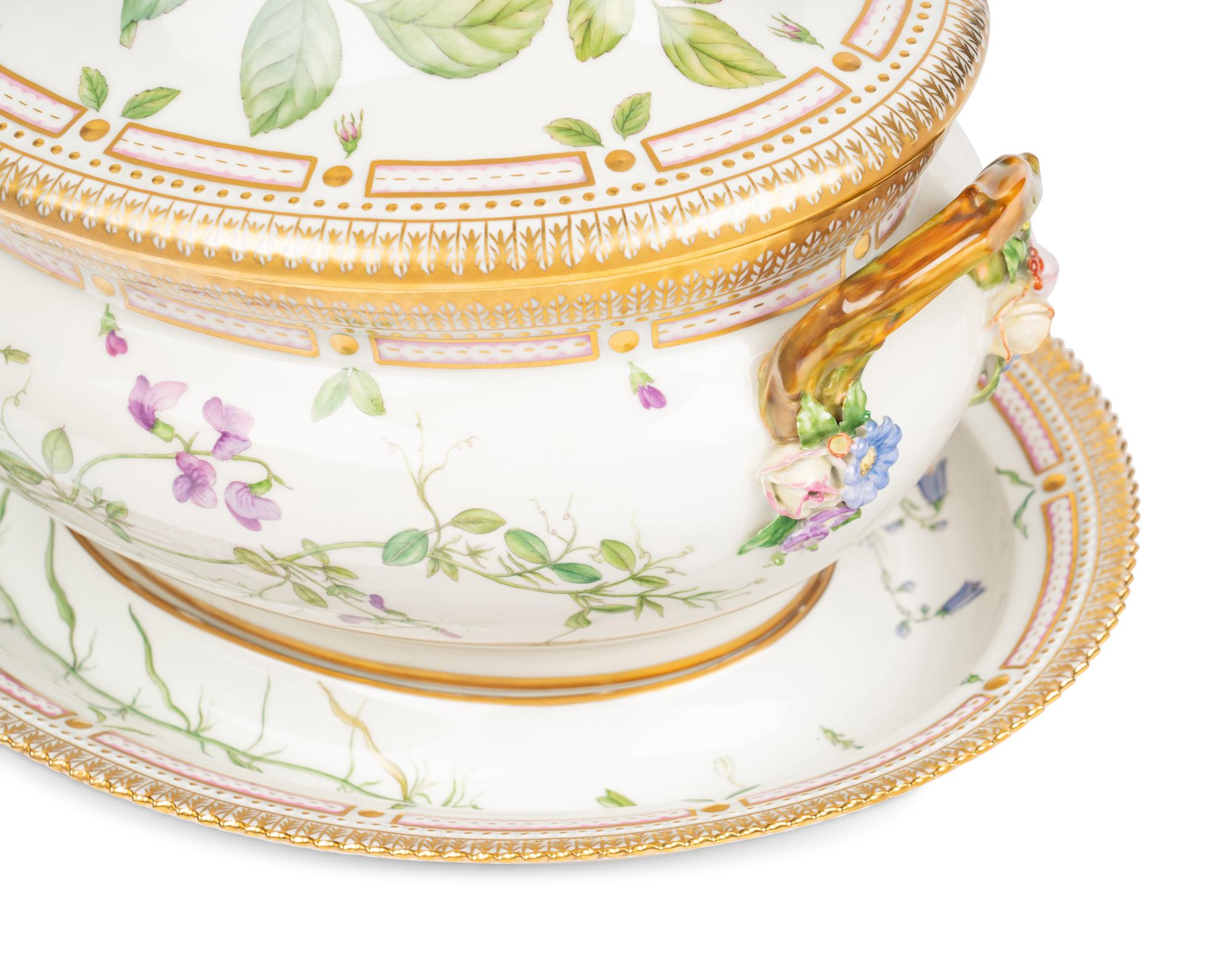 A Royal Copenhagen Flora Danica Porcelain Tureen and Stand