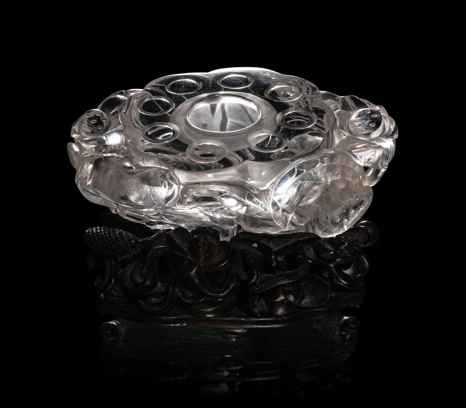 Two Chinese Rock Crystal Carvings and a Spinach Jade Seal