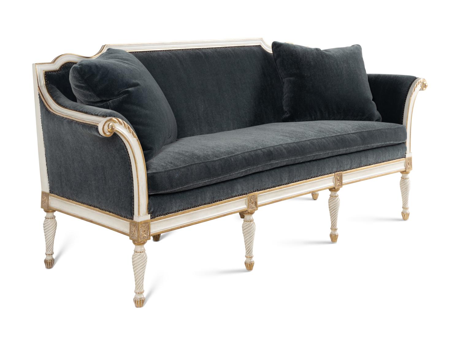 An Ebanista Bergamo Painted and Parcel-Gilt Settee