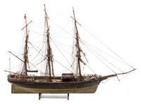 An American Polychrome Wood Ship Model Height 23 x length 31 1/2 inches. — LIKELY THE CONSTITUTION