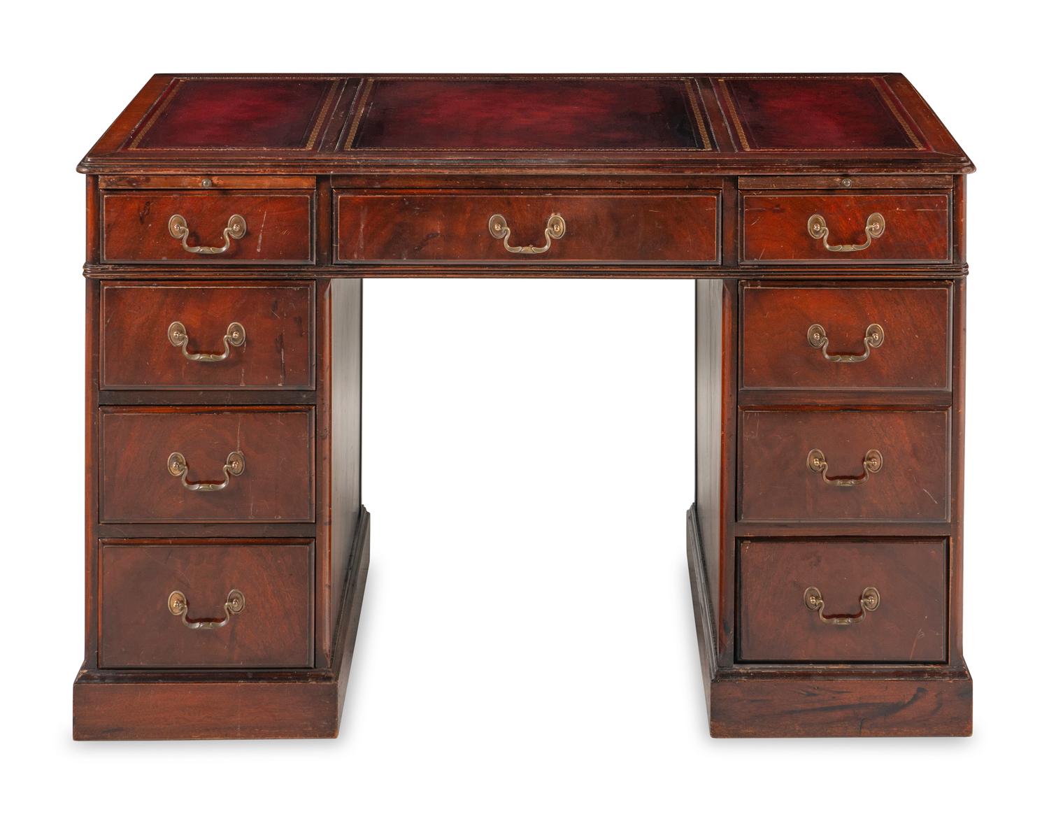 A George III Style Mahogany Pedestal Desk