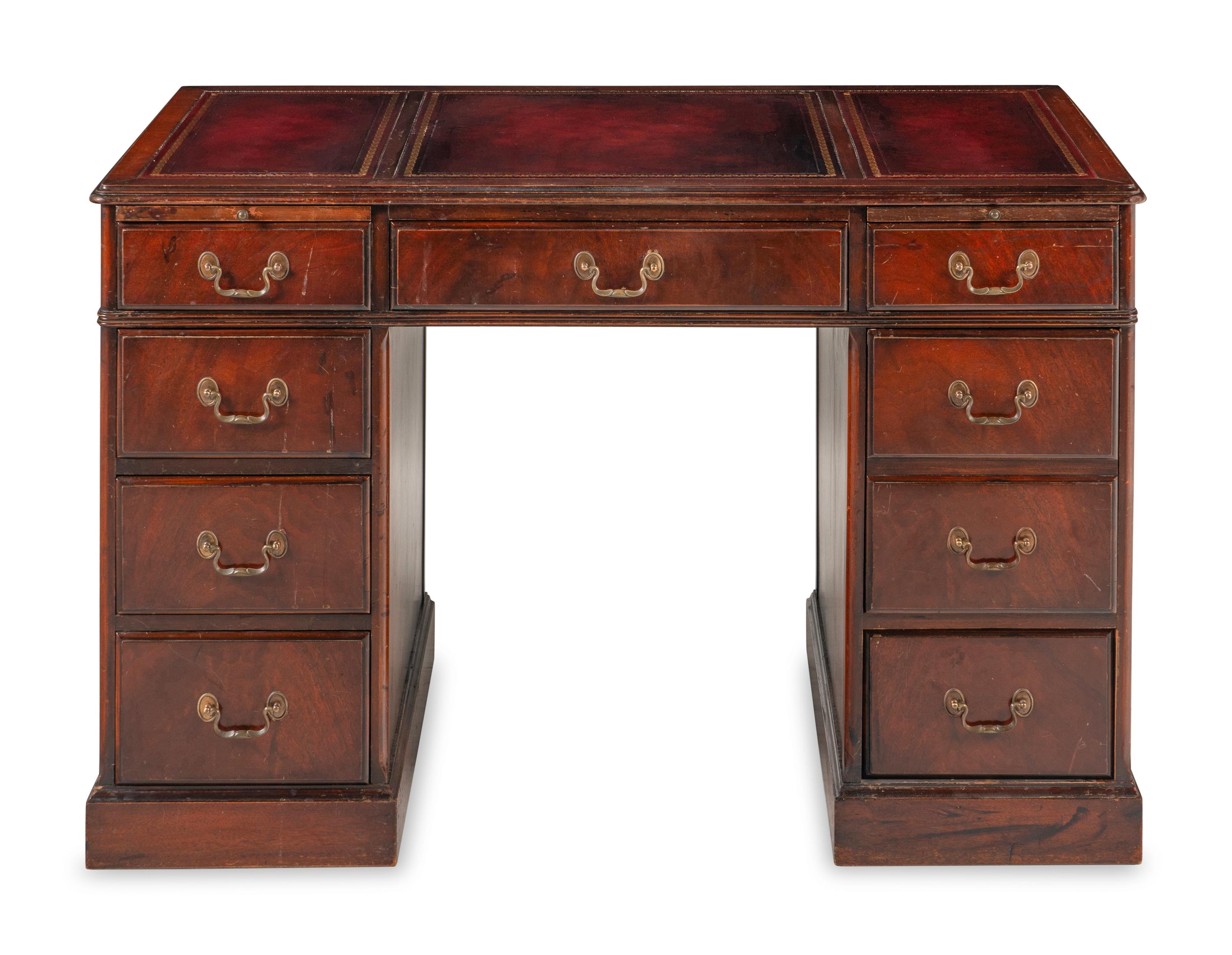 A George III Style Mahogany Pedestal Desk