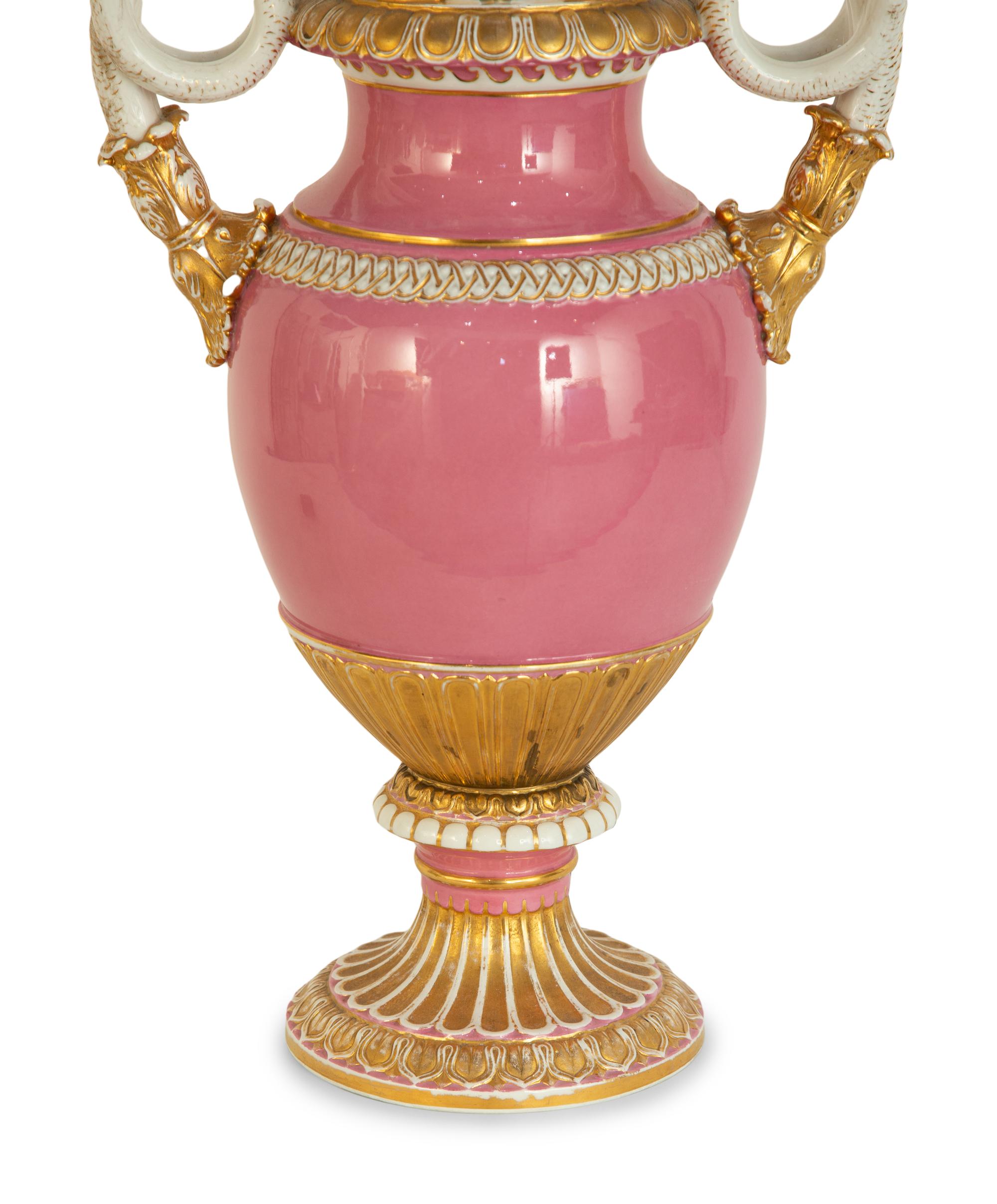 A Meissen Porcelain Snake Handled Vase Mounted as a Lamp