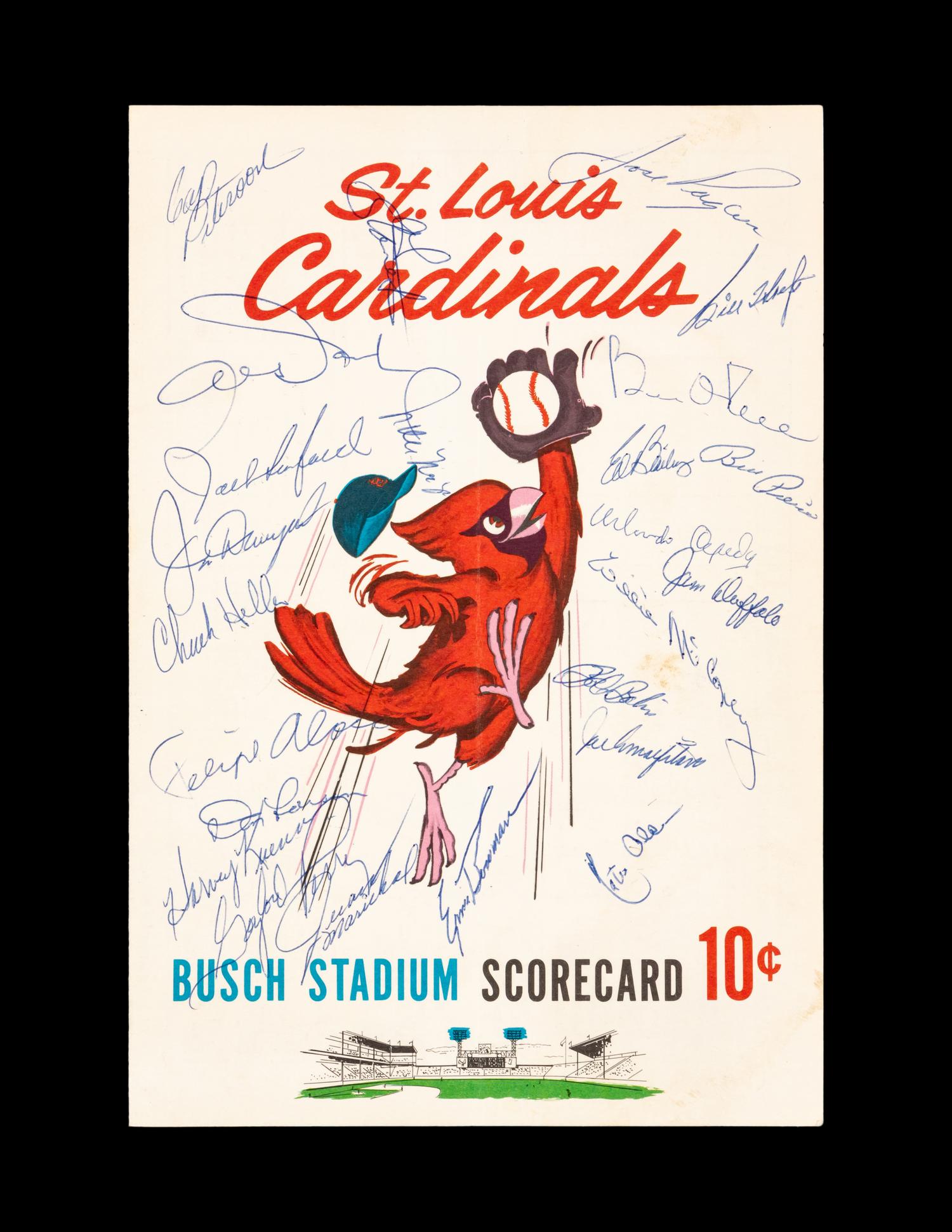 A 1963 San Francisco Giants Multi Signed Autograph St. Louis Cardinals Program Scorecard Featuring Willie Mays and Additional Hall of Famers (Beckett Authentication Services)